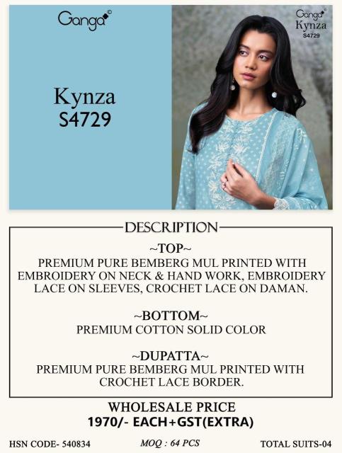 Ganga kynza 4729 ladies dress material wholesalers in kolkata